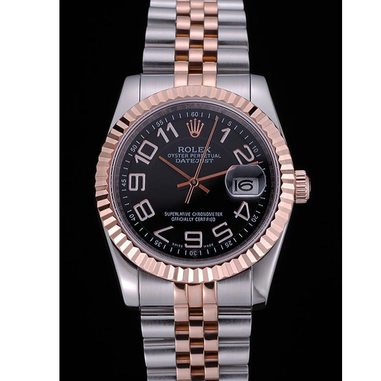 Best AAA Replica Sites Dial Steel and Black Rolex 622545 Bracelet DateJust Stainless Gold 0607